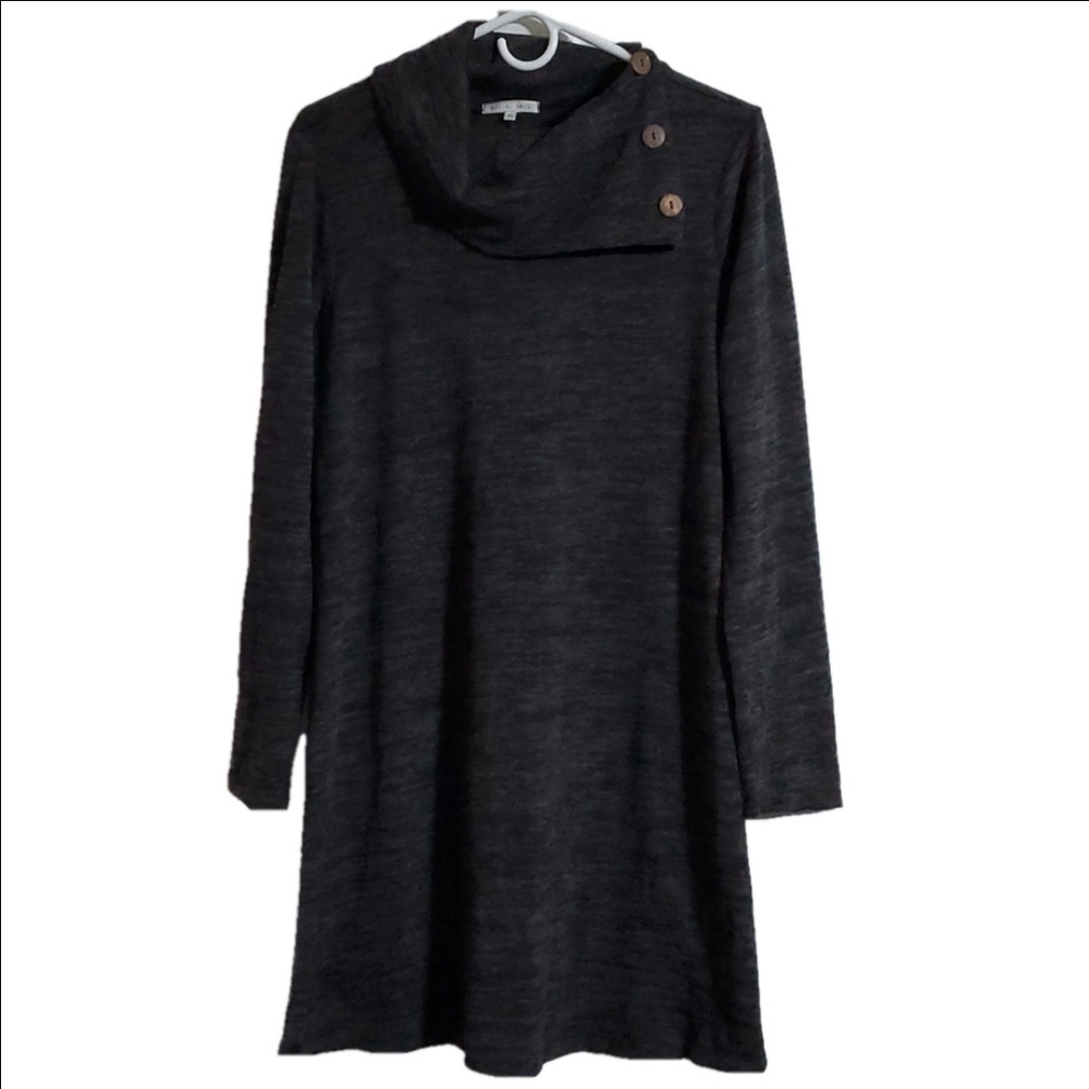 Malibu Days Women's Black Grey Long Sleeve Mock Neck Dress Size Medium